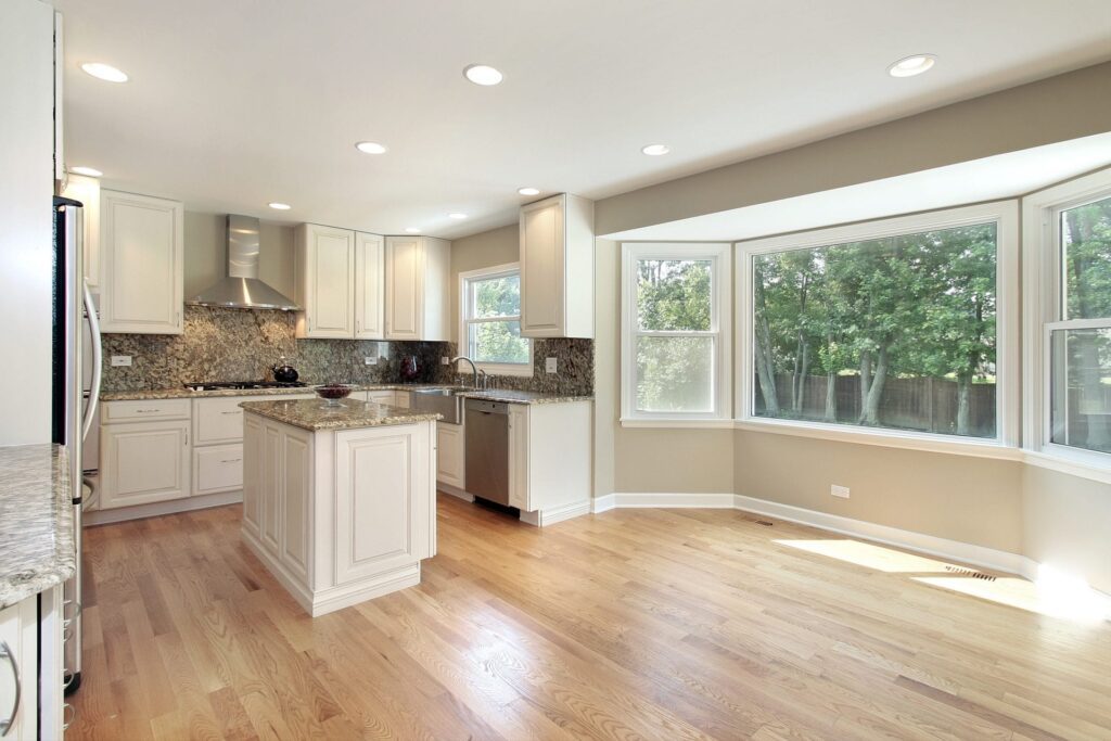 modern bay window in kitchen