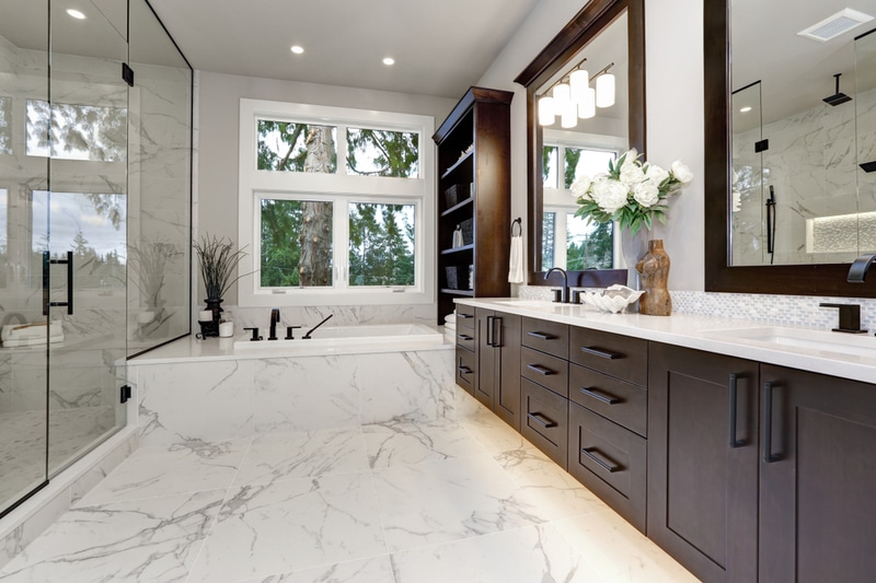 Modern bathroom casement windows