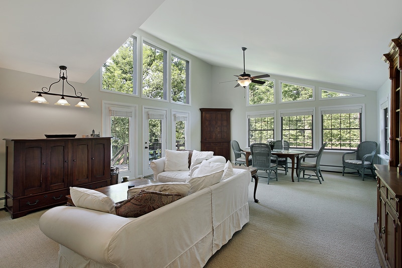 Specialty shaped windows in a modern home