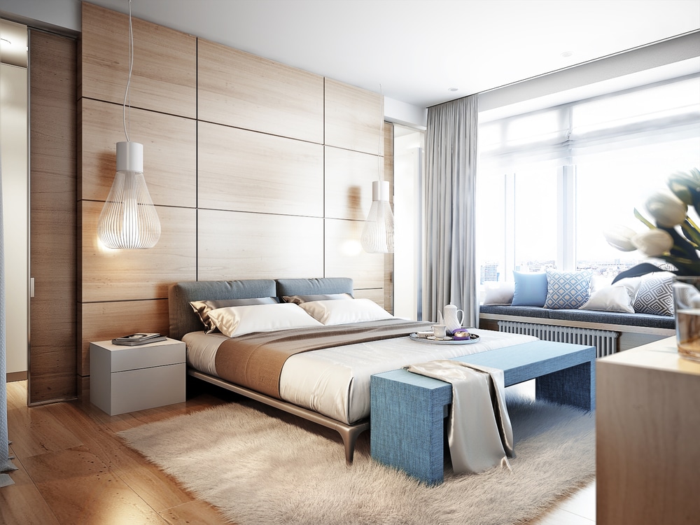 Bedroom with bay windows