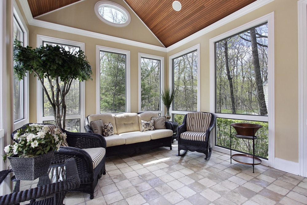 Sunroom with picture windows