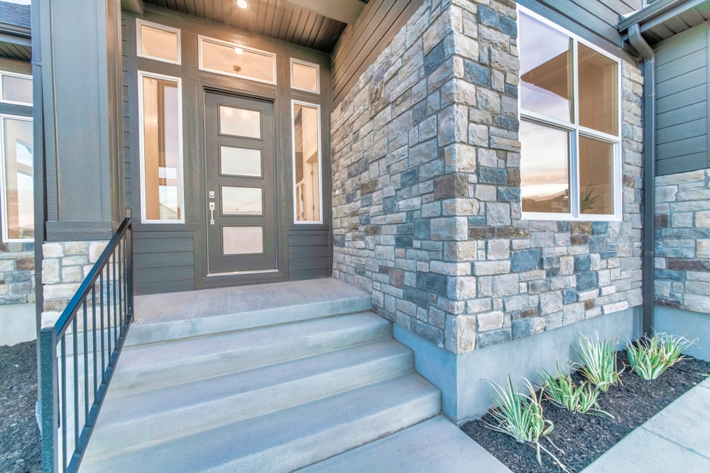 Modern home with front door sidelights