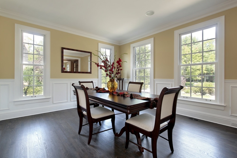 Double hung windows in dining room