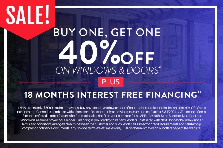 Buy One, Get One 40% Off on Windows & Doors
