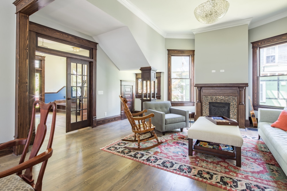 interior transom window to living room