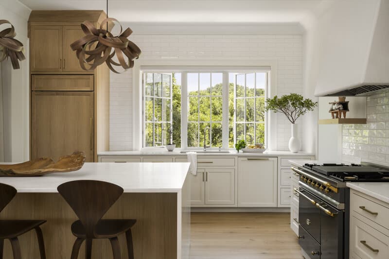 Modern farmhouse casement windows in kitchen