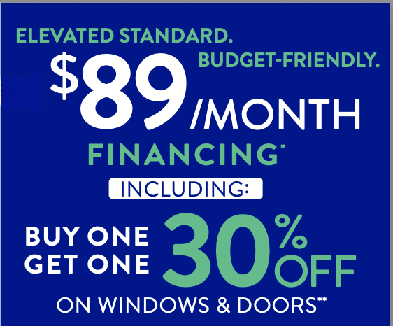 Buy One, Get One 30% Off on Windows & Doors