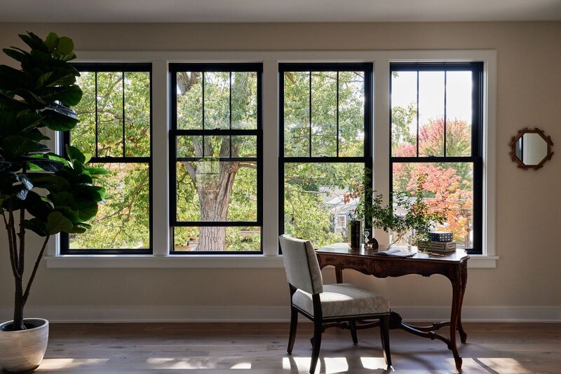 Tudor style double hung windows