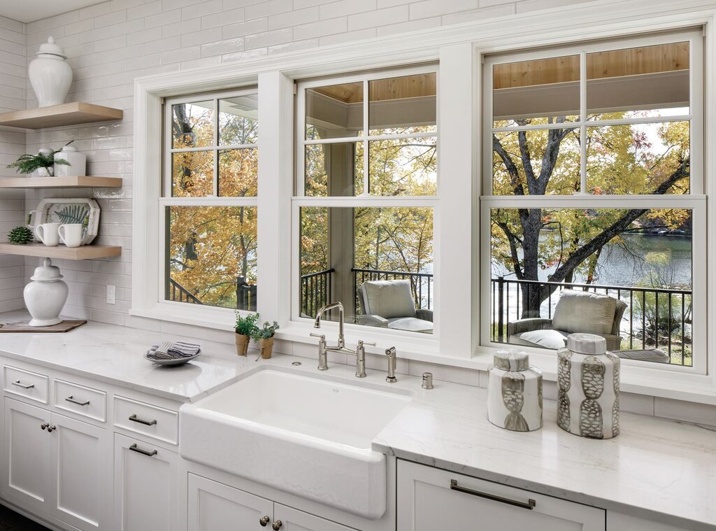 Kitchen double hung windows